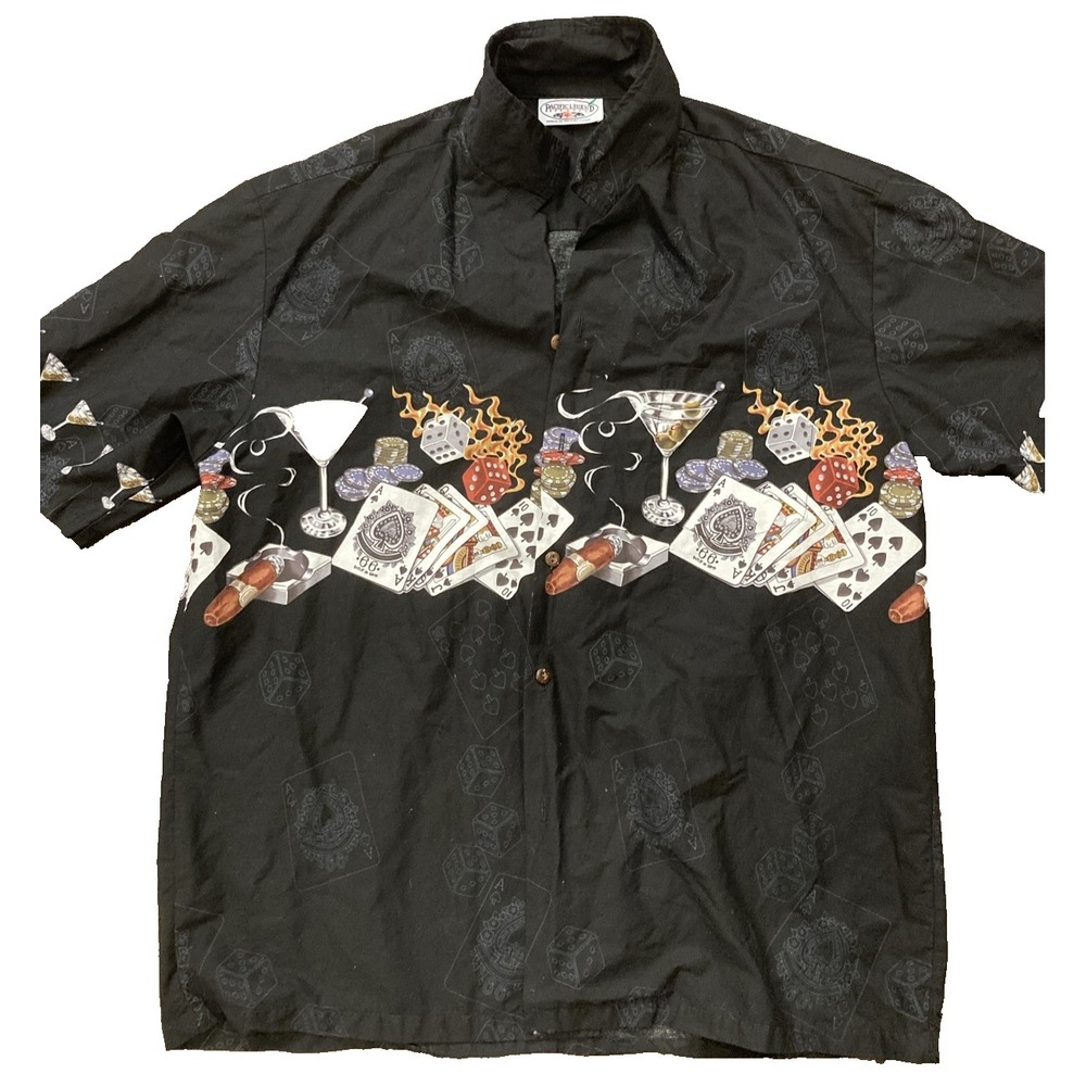 Pacific Legend Hawaii Casino Poker Shirt Black Playing Size XL Card Game Attire!